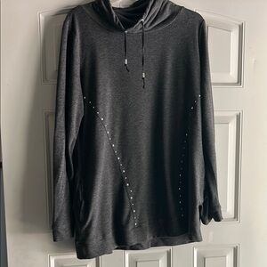 Bellini Gray Studded Cowl Sweater with pockets - Size Large